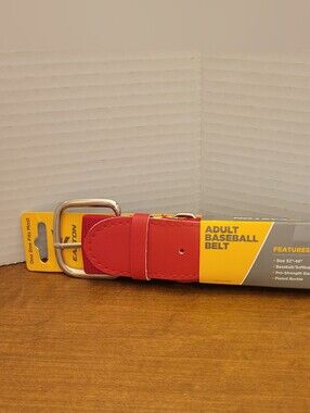 Easton Red Adult Baseball Belt with Plated Buckle, Size 32-46 inches-New